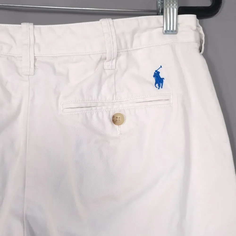 POLO RALPH LAUREN Women's Chino Bermuda Shorts 6 White 100% Cotton